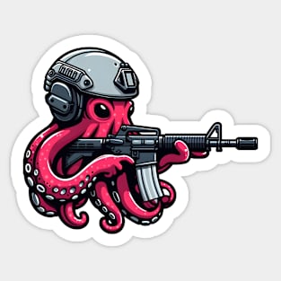 Tactical Octopus Adventure Tee: Where Intelligence Meets Style Sticker